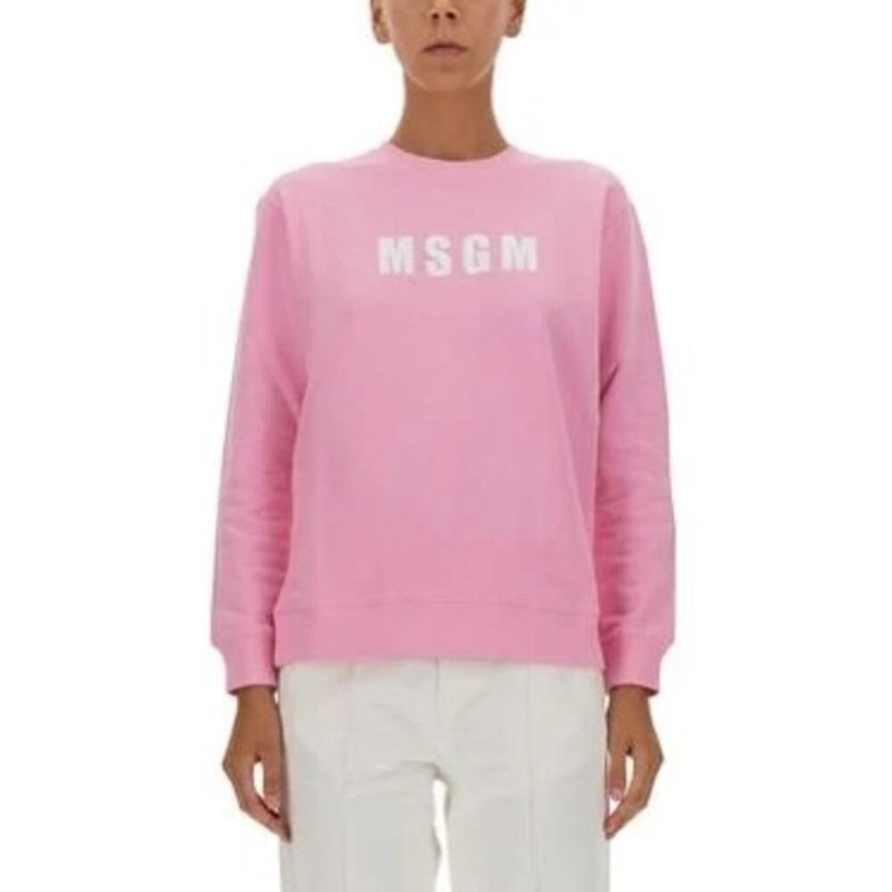 MSGM Milano Pink Logo Crewneck Sweatshirt Made in Italy Size L